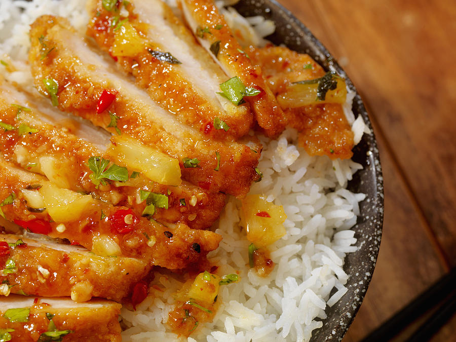 Sweet and Sour Chicken with Rice Photograph by LauriPatterson