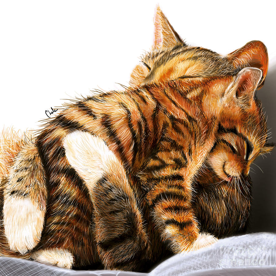 Cat Digital Art - Sweet babies of all kinds by Chelsea Perez