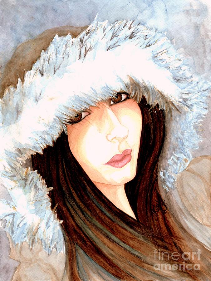 Portrait Painting - Brown eyed girl by Janine Riley