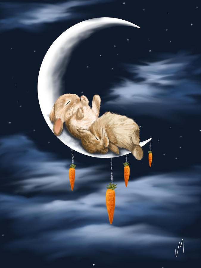 Bunnies Painting - Sweet dreams by Veronica Minozzi