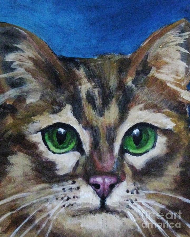 Cat Painting - Sweet Green Eyes  by John Malone