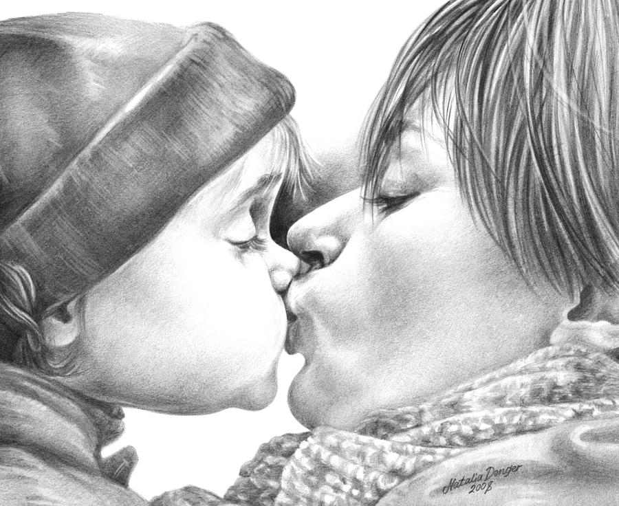Sweet Kiss Drawing by Natasha Denger