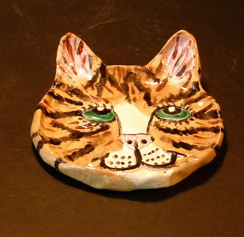 Sweet Kitty Dish Sculpture by Debbie Limoli