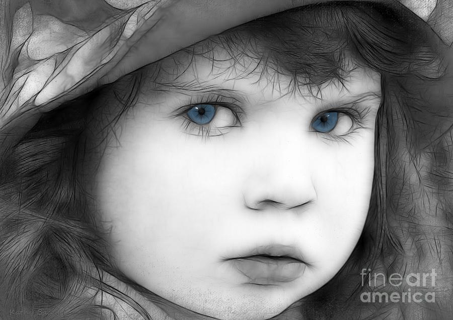 Selective Color Photograph - Sweet Little Blue Eyes by Kathy Baccari