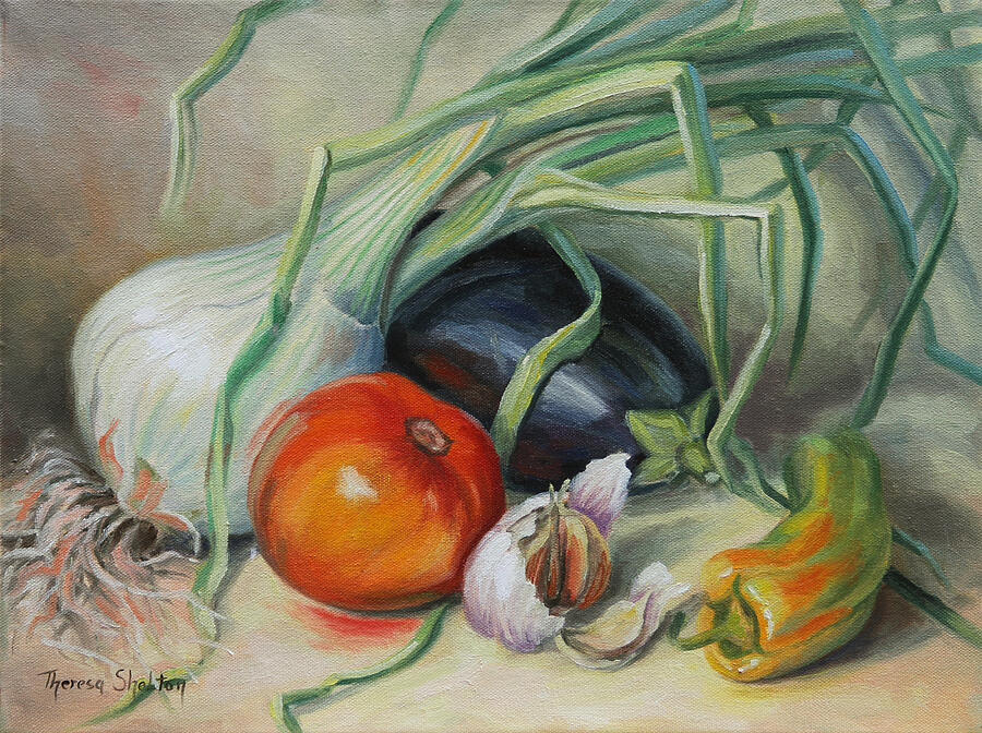 Sweet Onion with Tomato Painting by Theresa Shelton - Fine Art America