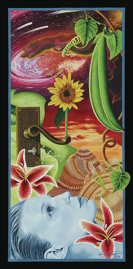 Symbolism Painting - Sweet Peas Summer Dream by Nancy M Garrett