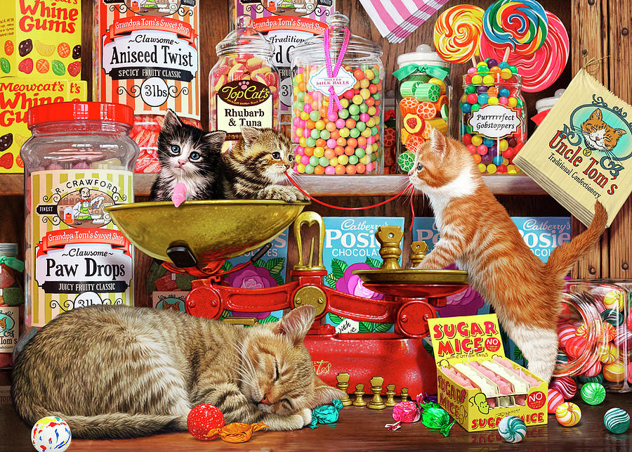 Sweet Shop Kittens Painting by MGL Meiklejohn Graphics Licensing