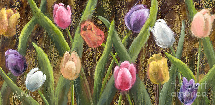 Sweet Tulips with Gold Leaf by Vic Mastis by Vic Mastis Sweet Tulips with Gold Leaf by Vic Mastis by Vic Mastis
