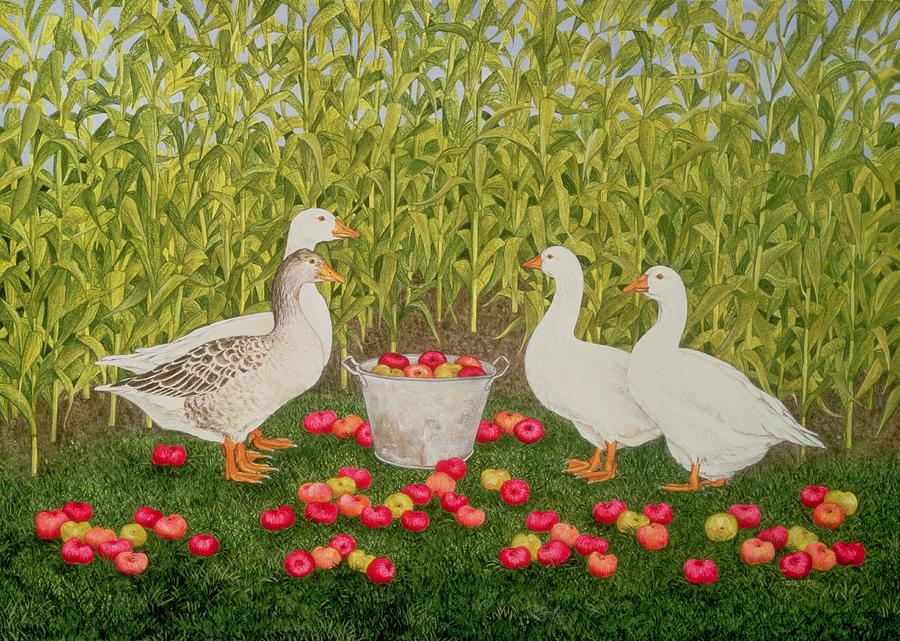 Duck Painting - Sweetcorn Geese by Ditz