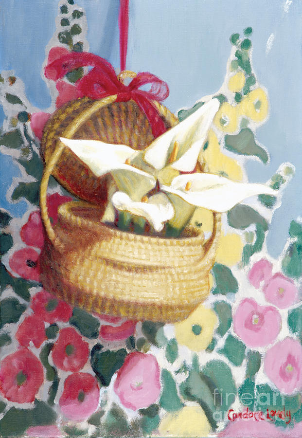 Sweetgrass Basket with Lilies Painting by Candace Lovely