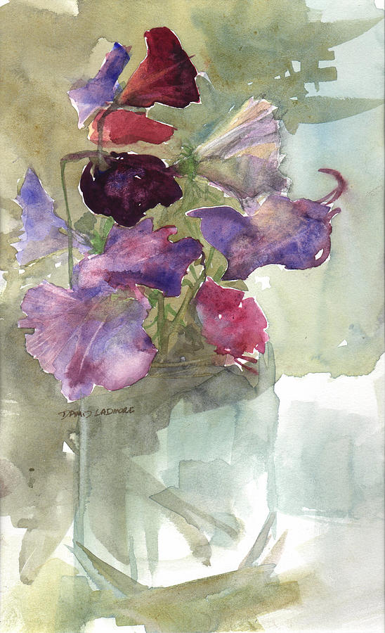 Sweetpeas 3 Painting by David Ladmore