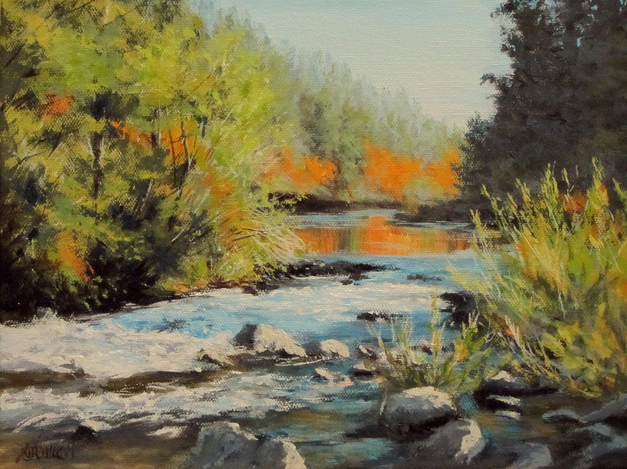 Swiftwater Autumn Painting by Karen Ilari