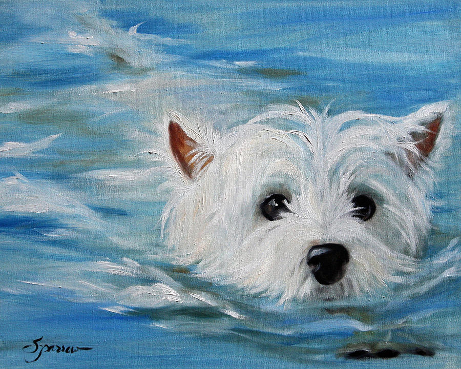 Summer Painting - Swimmer by Mary Sparrow