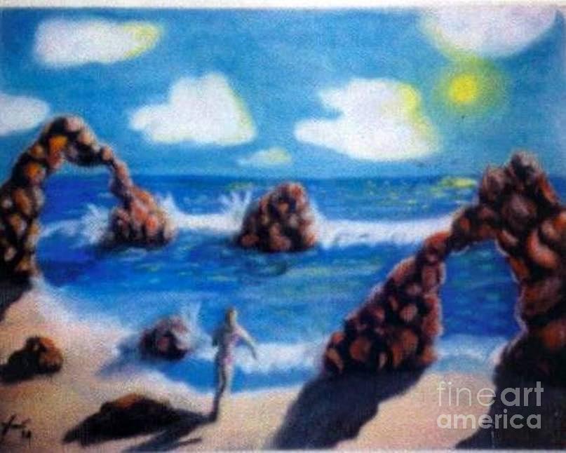 Beach Painting - Swimmer by Jose Breaux