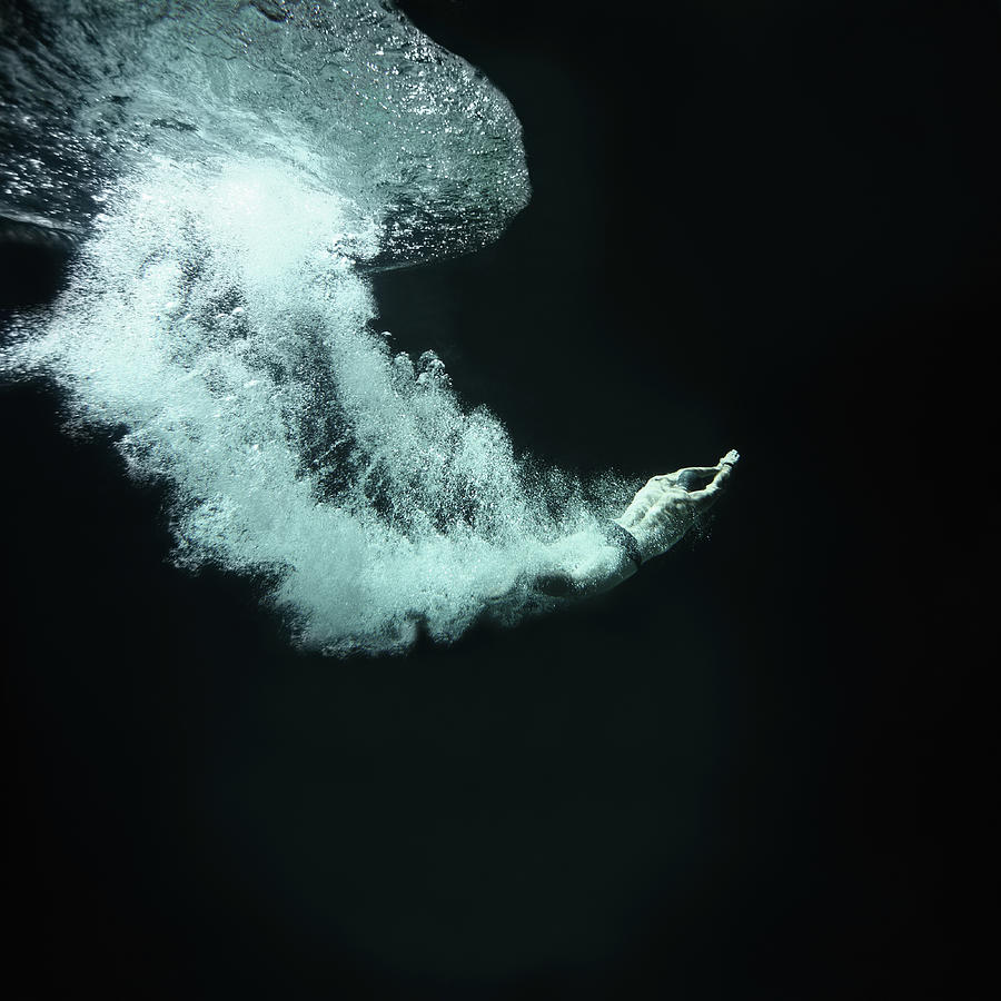 Swimmer Underwater After Jump Photograph by Stanislaw Pytel