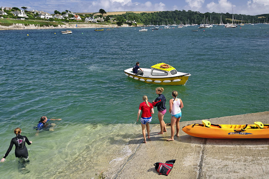 Swimmers on the Slipway - St Mawes Photograph by Rod Johnson