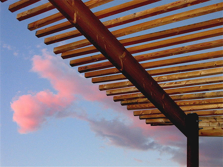 Swimming pool ramada clouds Casa Grande Arizona 2004 Photograph by David Lee Guss