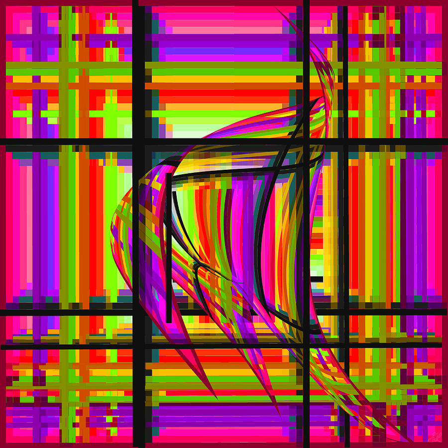 Swimming the Grid in Pink and Purple Digital Art by Stephanie Grant
