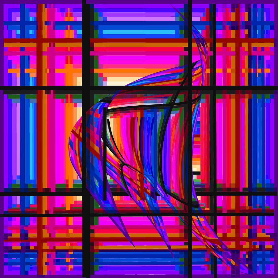 Swimming the Grid in Purple and Blue Digital Art by Stephanie Grant