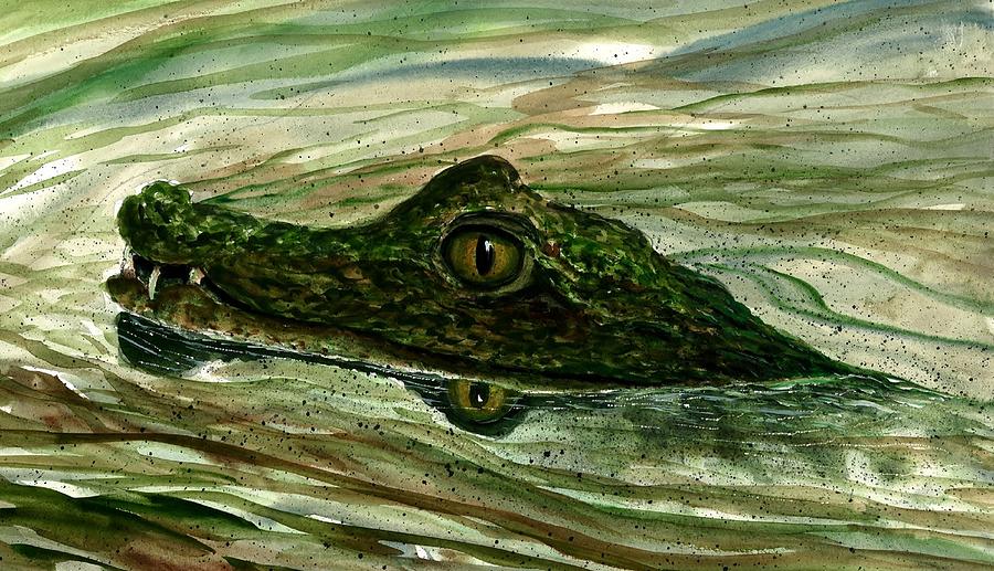Alligator Painting - Swimming Time by Steven Schultz