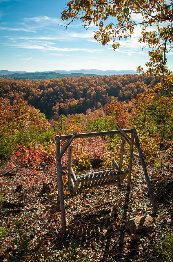 Swing Bench Overlooking Mountains Photograph by Alex Grichenko