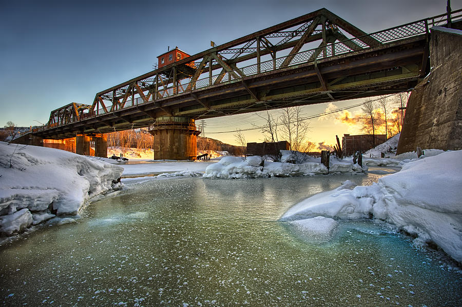 Swing Bridge Frozen River Photograph by Jakub Sisak