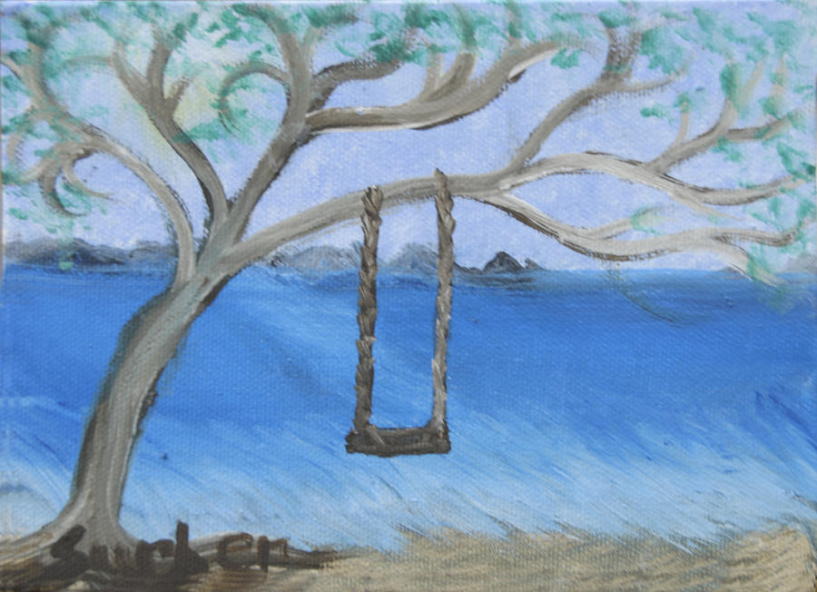 Swing in Tree Painting by Suzanne Surber