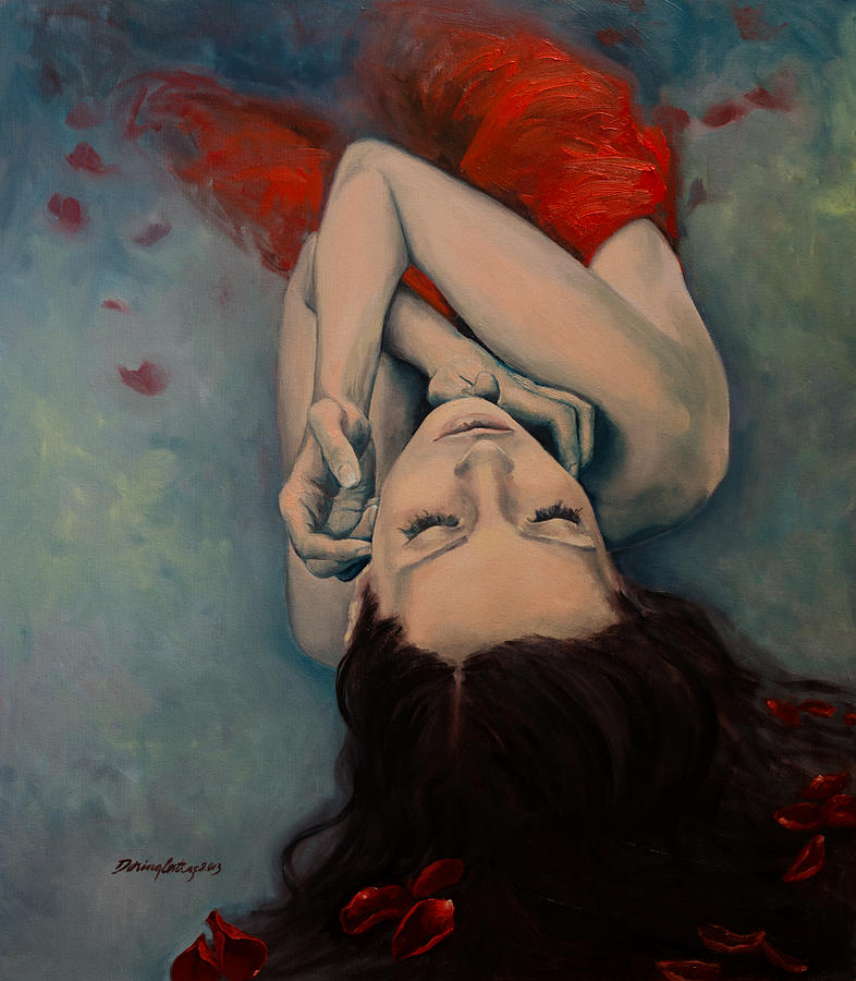 Rose Painting - Swinging in Red by Dorina  Costras
