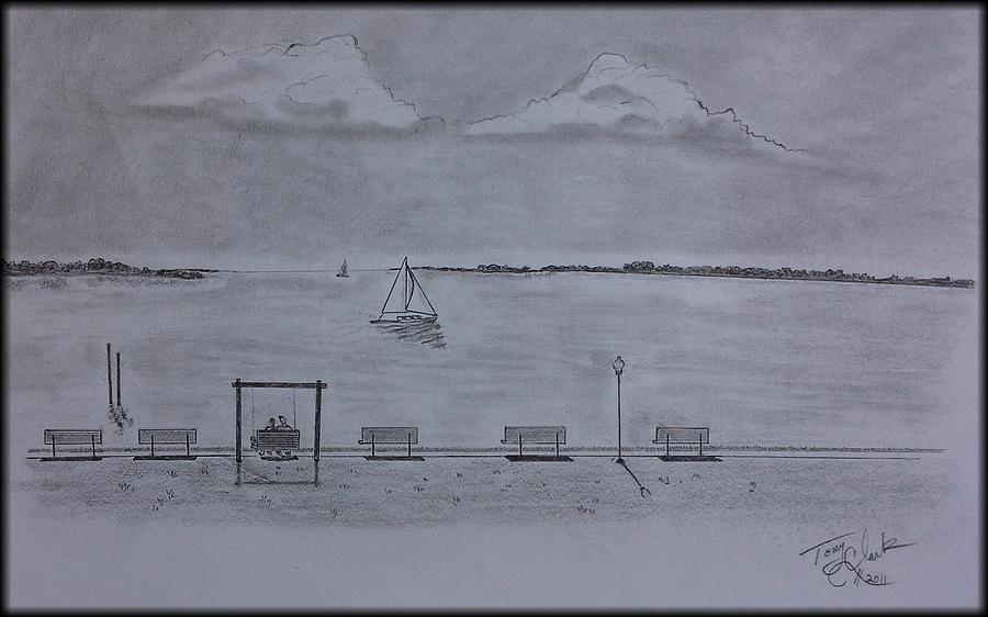 Swings at South Port Drawing by Tony Clark