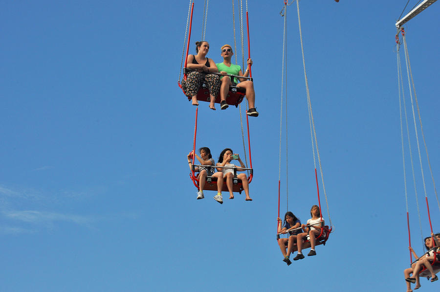 Camera Photograph - Swings in the air Coney Island by Diane Lent