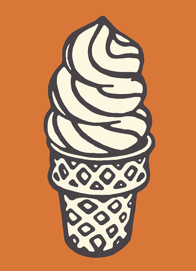 Swirled Soft Serve Ice Cream Cone Drawing by CSA-Archive