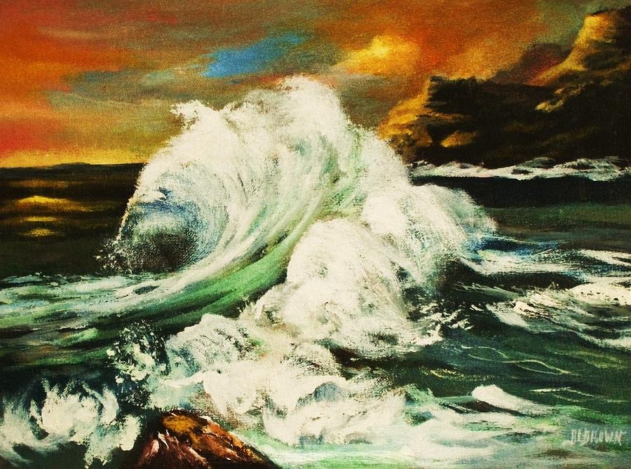 Swirling Breakers at Sunset Painting by Al Brown