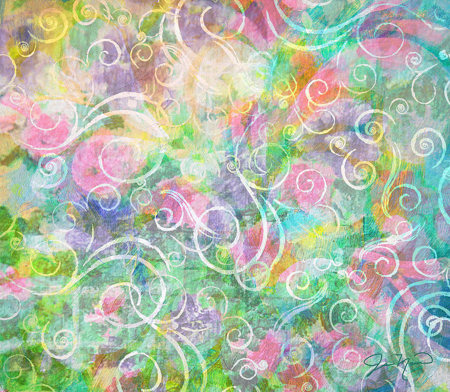 Swirling Flowers by Jan Marvin Painting by Jan Marvin
