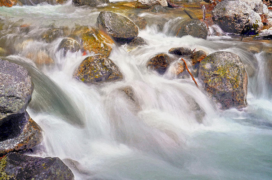 Swirling Waters Of Ribbon Creek Yosemite National Park Digital Art by Steven Barrows