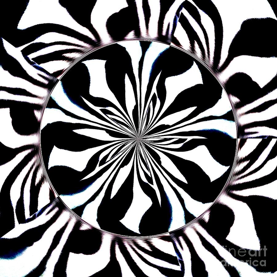 Swirling Zebra Kaleidoscope II Painting by Saundra Myles