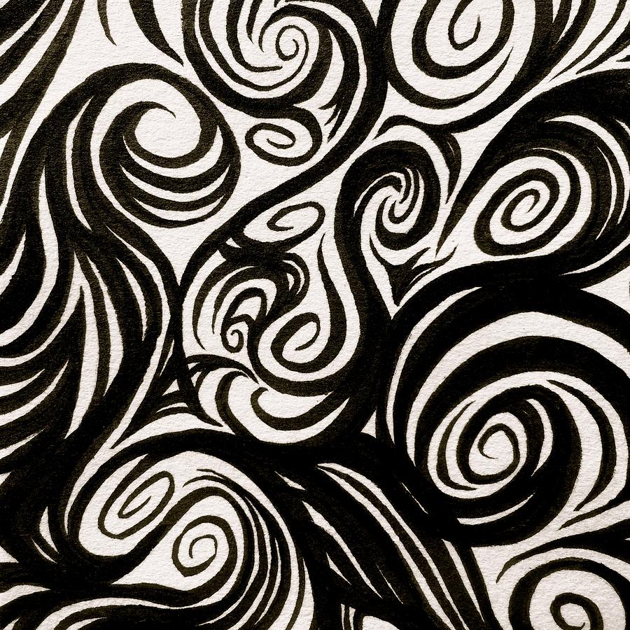 Swirls Drawing - Swirls in a Square 5-21-2014 by Mark Bray