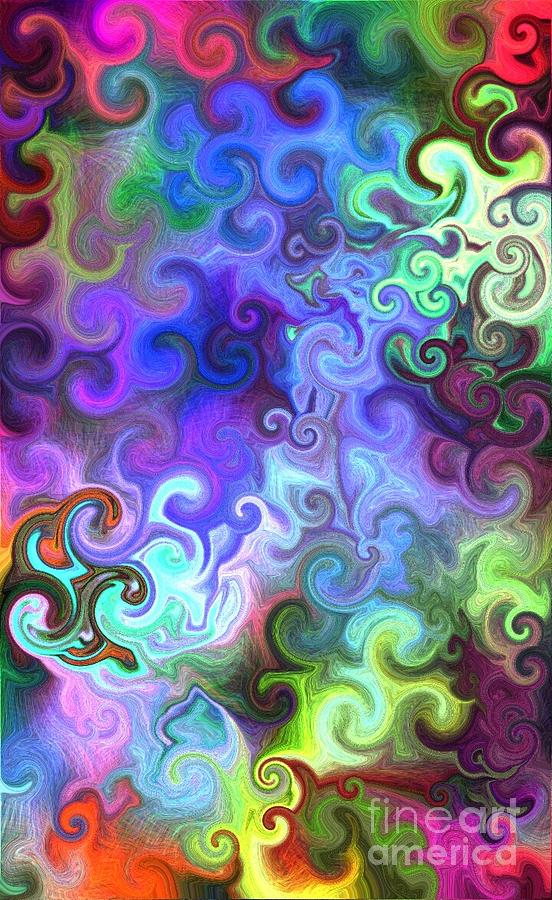 Rainbow Digital Art - Swirls of Fun by Cindy Adams