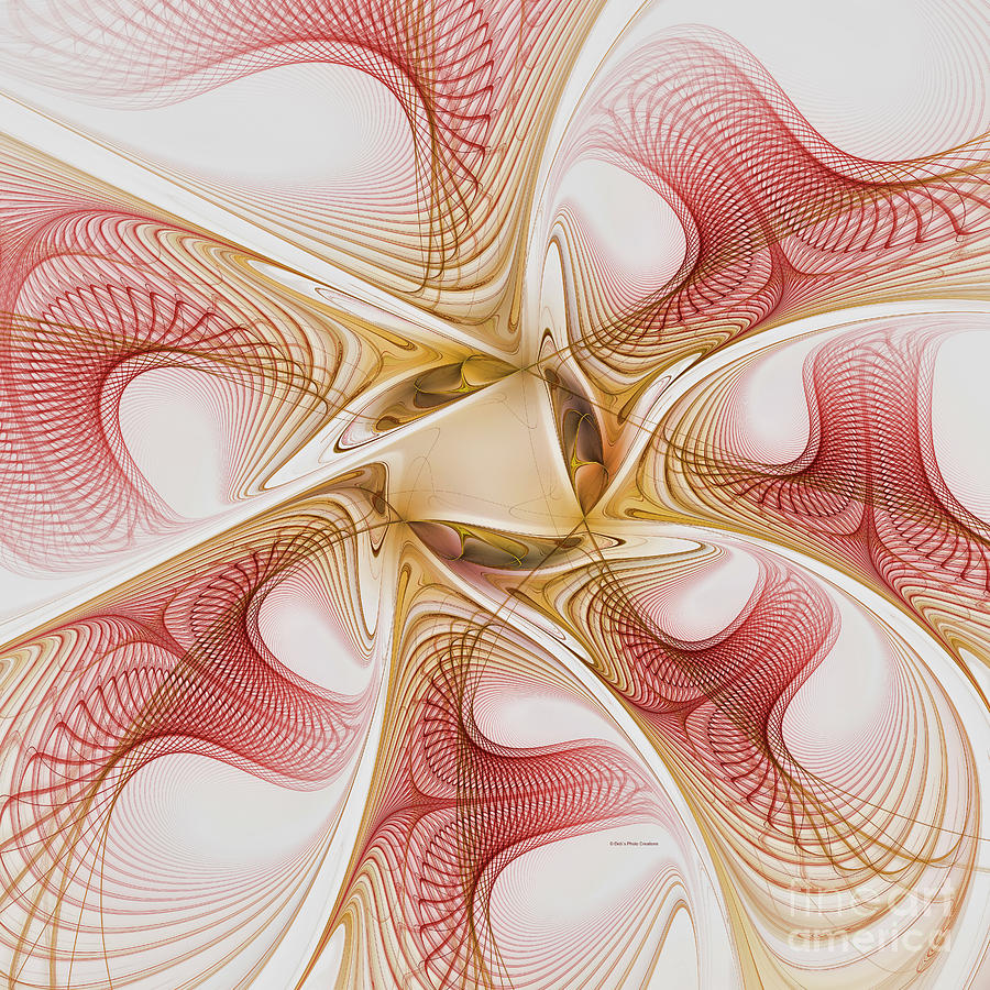 Swirls of Red and Gold Digital Art by Deborah Benoit