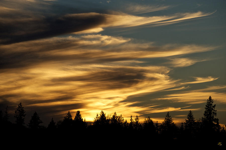 Swirly Sunset Clouds Photograph