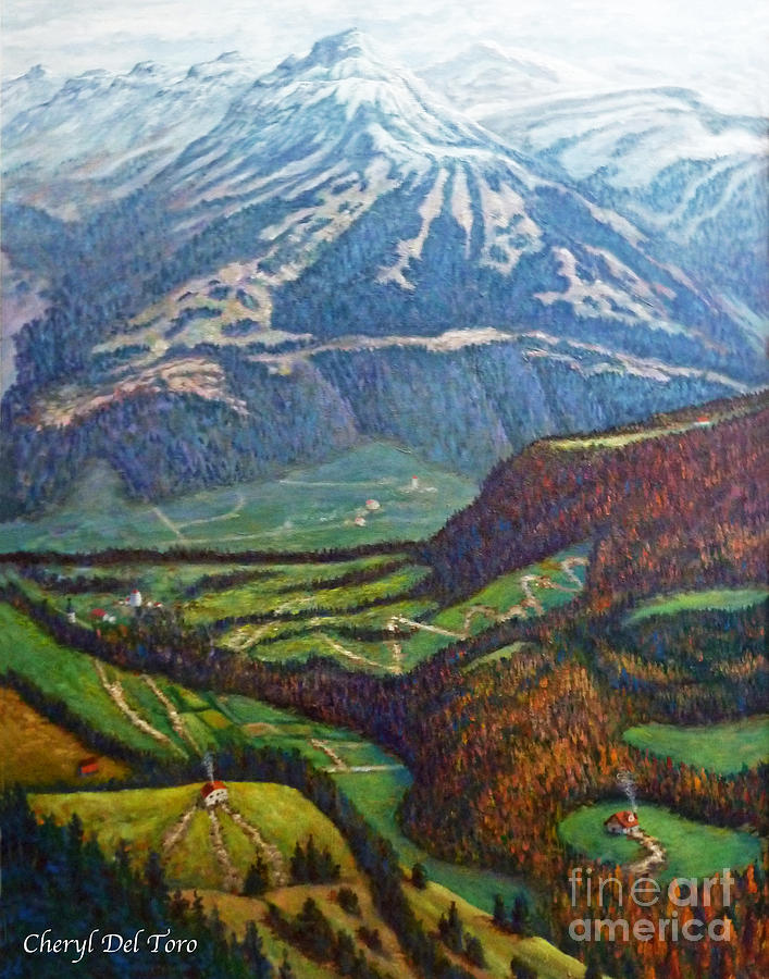 Swiss Alps Painting by Cheryl Del Toro