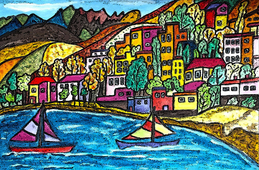 Swiss Block Colorful Lots Painting by Monica Engeler