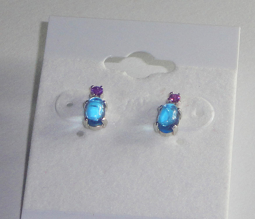 Robin Jewelry - Swiss Blue Topaz and Amethyst Earrings by Robin Copper