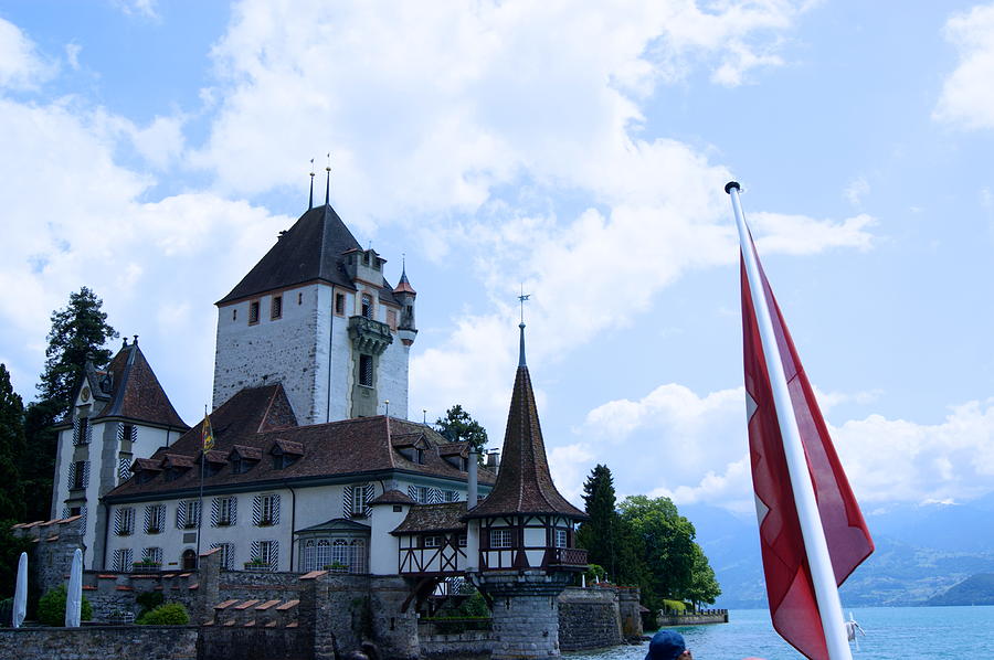 Swiss Castle with Flag Photograph by Elizabeth-Anne King