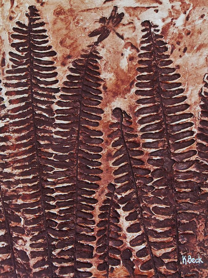 Sword Fern Fossil Painting by Katherine Young-Beck