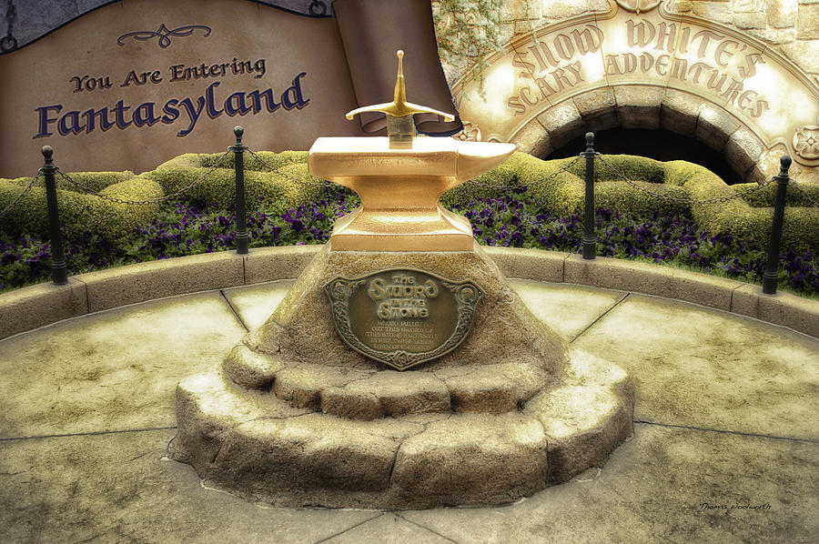 Castle Photograph - Sword In The Stone Fantasyland Disneyland by Thomas Woolworth
