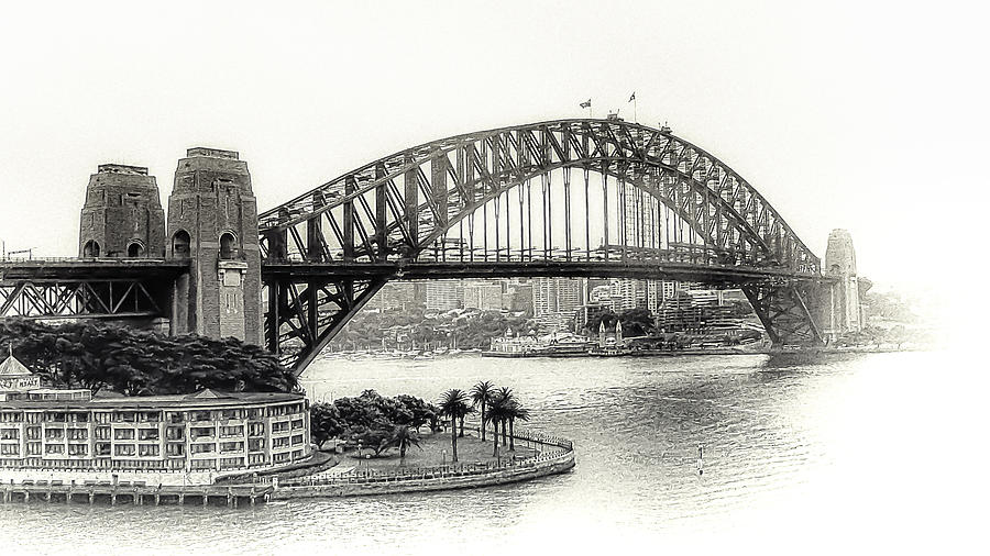 Sydney Bridge in Black and White Photograph by Julie Palencia