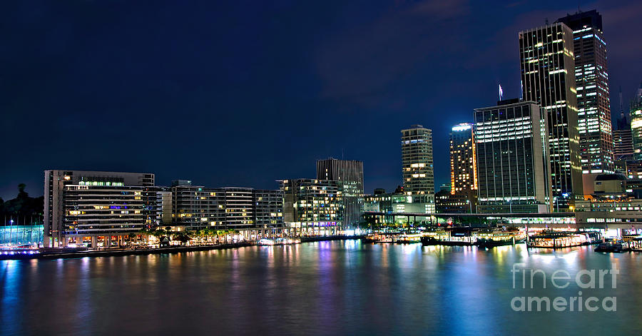 Sydney Skyline Photograph - Sydney Cityscape by Night by Kaye Menner