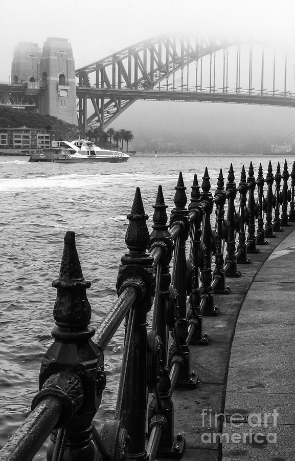 Black And White Photograph - Sydney Harbour in fog by Sheila Smart Fine Art Photography