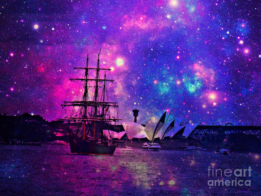 Space Mixed Media - Sydney Harbour through time and space by Leanne Seymour