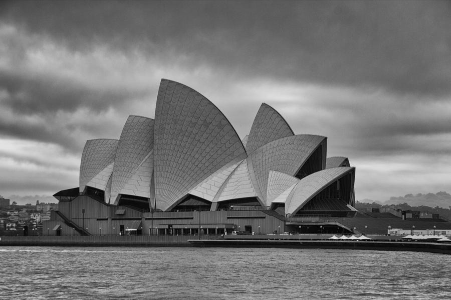 Sydney Opera House-Early Morning Black and White Photograph by Douglas Barnard